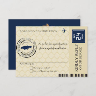 Dark Blue et Tan Jamaïque RSVP Boarding Pass