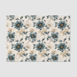 Dark Blue Floral Design Tissuepapier