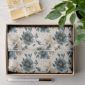 Dark Blue Floral Design Tissuepapier (Geschenk)
