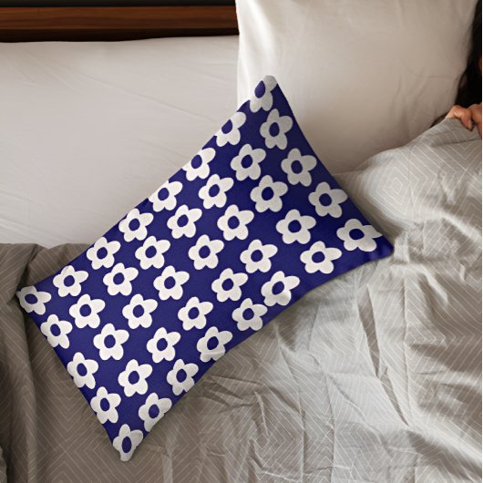 Dark Blue Floral Pillow Hoesje Kussensloop