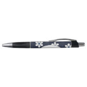 Dark Blue Flowers and Dots Pattern Personalised Pen (Bovenkant)