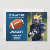 Dark Blue Football Invitations d'anniversaire avec (Devant)