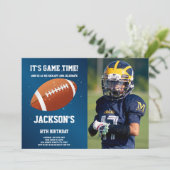 Dark Blue Football Invitations d'anniversaire avec (Debout devant)