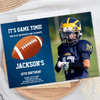 Dark Blue Football Invitations d'anniversaire avec
