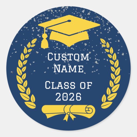 Dark Blue & Gold Class of 2026 Graduation Sticker (Voorkant)