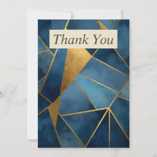 Dark Blue & Gold Geometric Thank You Card Kaart