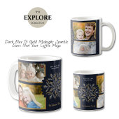 Dark Blue & Gold Midnight Sparkle Stars New Year Koffiemok