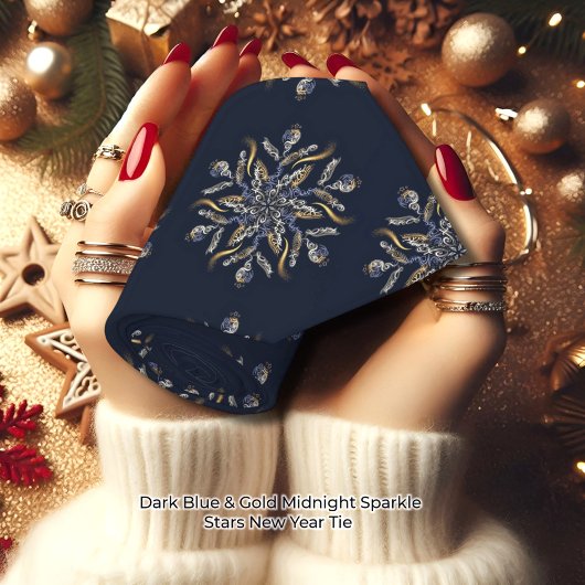 Dark Blue & Gold Midnight Sparkle Stars New Year  Stropdas