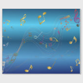 Dark Blue Gradient Elegant Music Notes Cadeaupapier (Vlak)