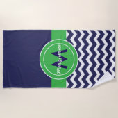 Dark Blue Green Chevron Strandlaken (Voorkant)