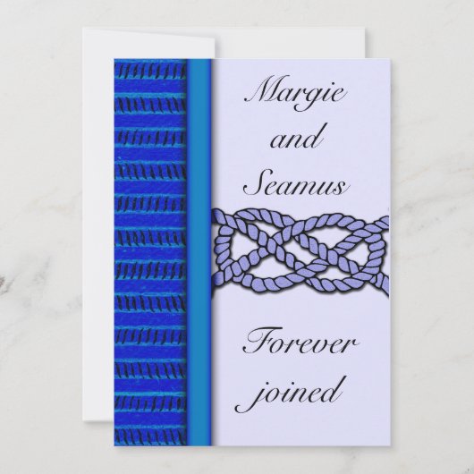 Dark Blue Knoted Nautical Wedding Invitation Kaart (Voorkant)