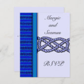 Dark Blue Knoted Nautical Wedding RSVP (Voorkant / Achterkant)
