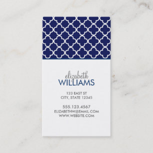 Dark Blue Morrocan Quatrefoil Patroon Visitekaartje
