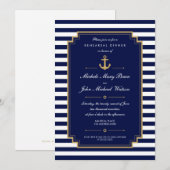 Dark Blue Nautical Rehearings Dinner Invitation Kaart (Voorkant / Achterkant)