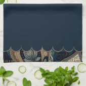 Dark Blue Paisley Patterned Accent Theedoek (Gevouwen)