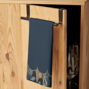 Dark Blue Paisley Patterned Accent Theedoek