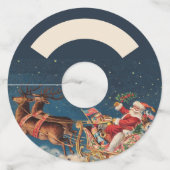 Dark Blue Patriotic American Santa Wijnglaslabel (Voorkant)