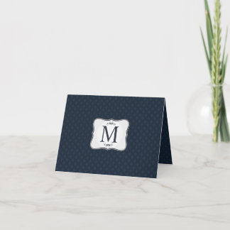 Dark Blue Pattern - Classy Mannen's Monogram Notitiekaartje