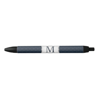 Dark Blue Pattern - Classy Mannen's Monogram Zwarte Inkt Pen