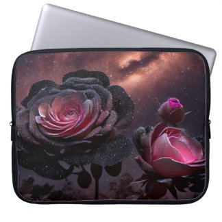 DARK BLUE & PINK ANTIEK ROZEN LAPTOP SLEEVE