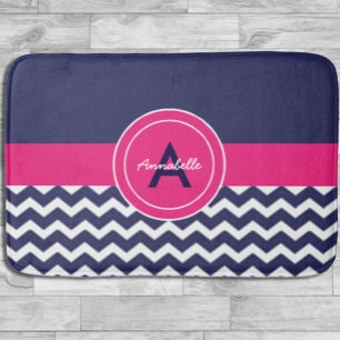 Dark Blue Pink Chevron Badmat