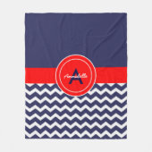 Dark Blue Red Chevron Fleece Deken (Voorkant)