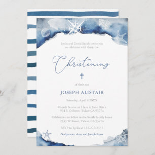 Dark Blue Sailing Christening Kaart