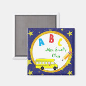 Dark Blue School Bus Teacher Magnet D2 (Recto/Verso)