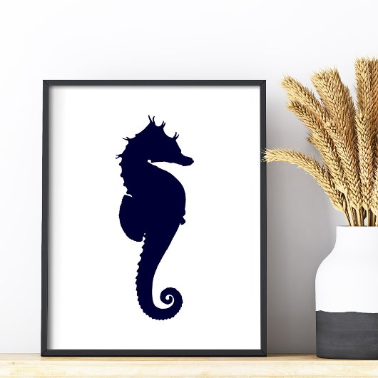 Dark Blue Seahorse Foto Afdruk