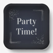 Dark Blue & Silver Birthday Custom Paper Plates Papieren Bordje (Voorkant)