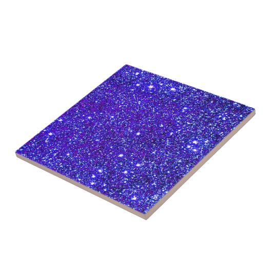 Dark Blue Sparkle Glitter Night Sky Starfield Star Tegeltje (Zijkant)