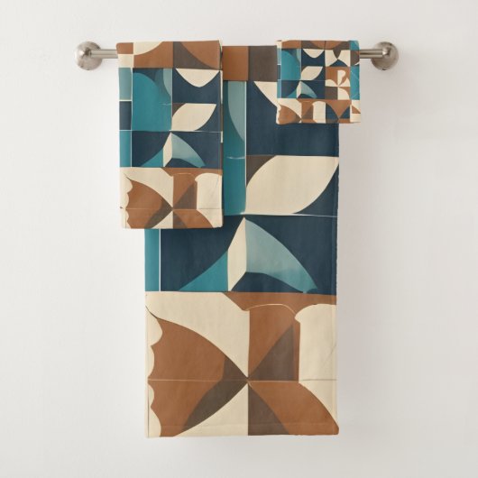 Dark Blue, Teal, Brown, and Tan Geometric Pattern (En situation)