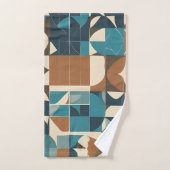 Dark Blue, Teal, Brown, and Tan Geometric Pattern (Serviette à main)