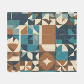 Dark Blue, Teal, Brown, and Tan Geometric Pattern Fleece Deken (Voorkant (Horizontaal))