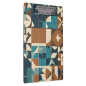 Dark Blue, Teal, Brown, and Tan Geometric Pattern Klembord (Rechts)
