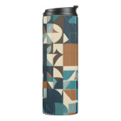 Dark Blue, Teal, Brown, and Tan Geometric Pattern Thermosbeker (Gedraaid links)