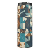 Dark Blue, Teal, Brown, and Tan Geometric Pattern Thermosbeker (Achterkant)