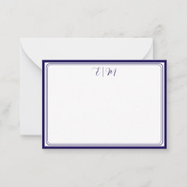  Dark Blue three Border Monogram Note Card Notitiekaartje
