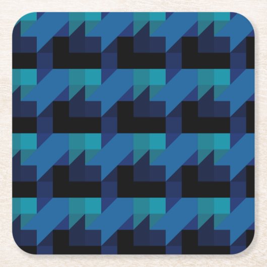 Dark Blue Toned Geometric mix Pattern Vierkante Kartonnen Onderzetter (Voorkant)