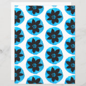 Dark Blue Tropical Flower Scrapbook paper (Voorkant / Achterkant)