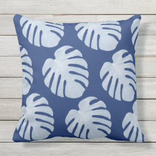 Dark Blue Tropical Pillow Buitenkussen