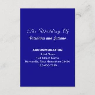 Dark Blue Wedding Accommodation Portrait Informatiekaartje