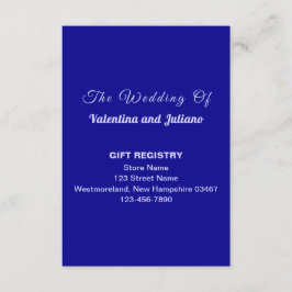 Dark Blue Wedding Gift Registry Portrait Informatiekaartje