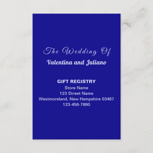 Dark Blue Wedding Gift Registry Portrait Informatiekaartje (Voorkant)