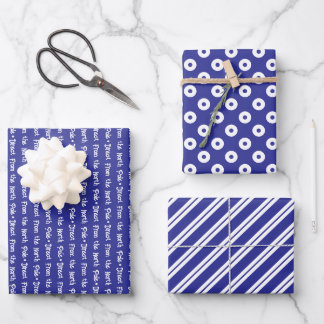 Dark Blue & White Coordinated Christmas Inpakpapier Vel