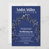 Dark Blue Winter Solstice Yule Snow Forest Party Kaart (Voorkant)
