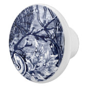 Dark Blue Zee Life Shells Coral Ocean Keramische Knop (Rechts)