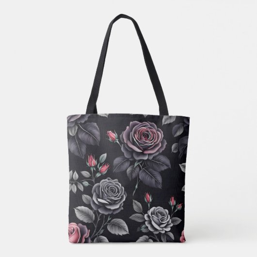 Dark Blush Rozen Floral Art design Draagtas (Achterkant)