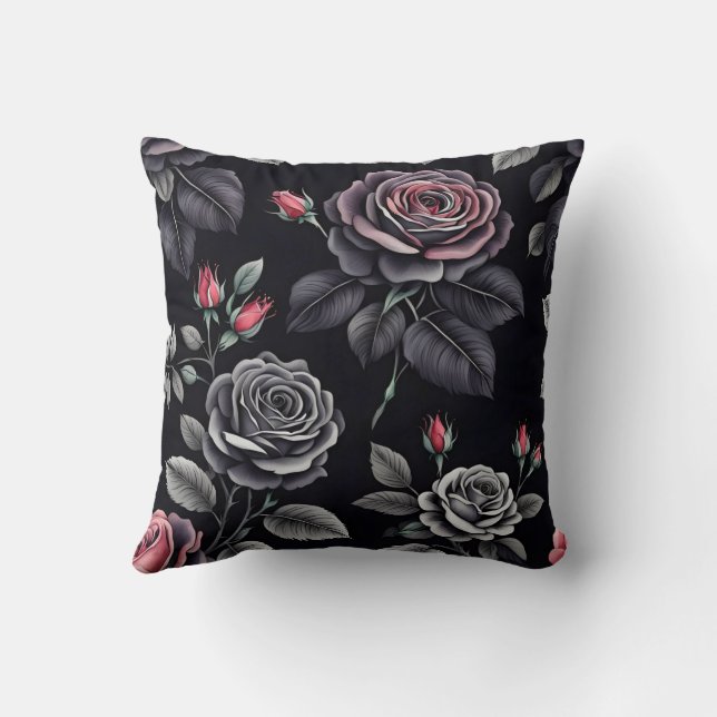 Dark Blush Rozen Floral Art design Kussen (Achterkant)