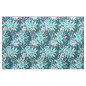 Dark Boho Blue Floral Waterverf Pattern Stof (Yard (91,4 cm))